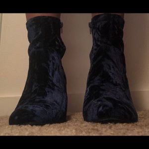 Dark Blue Suede Heel Boots